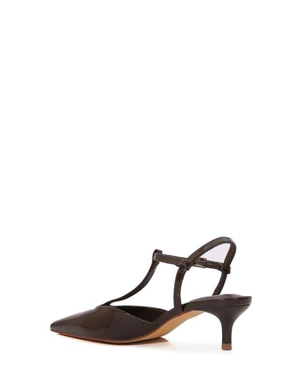 BERNESS White T-Strap Kitten Heel Pump