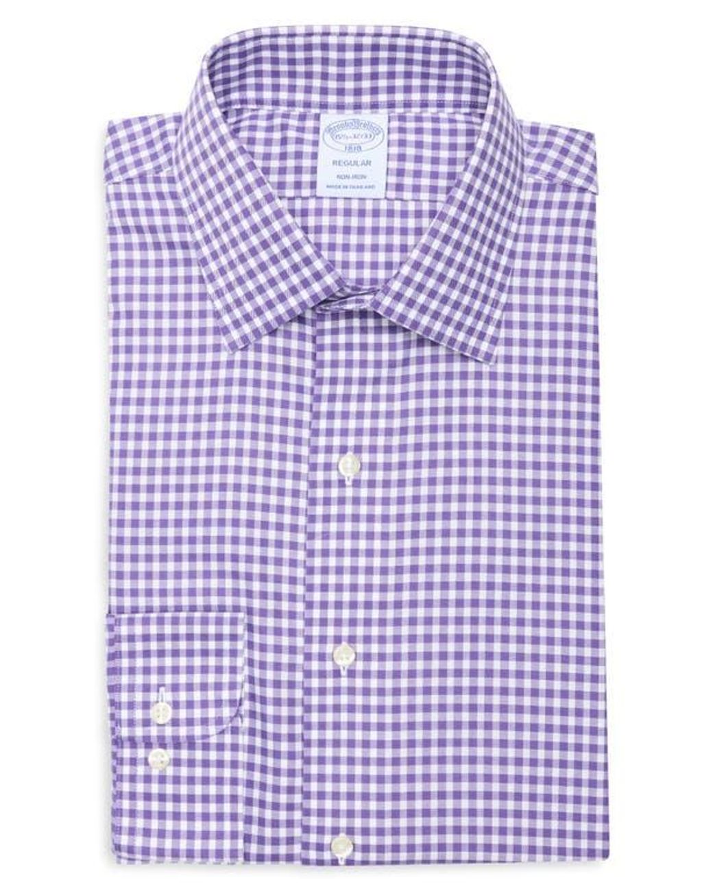 Brooks Brothers Blue Regular Fit Non-Iron Cotton Button-Down Shirt for men