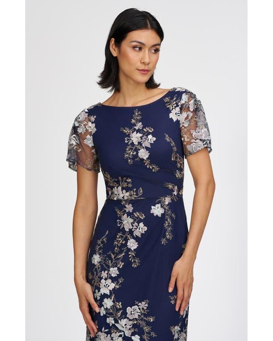 JS Collections Esmerelda Embroidered Cocktail Midi Dress in Blue | Lyst