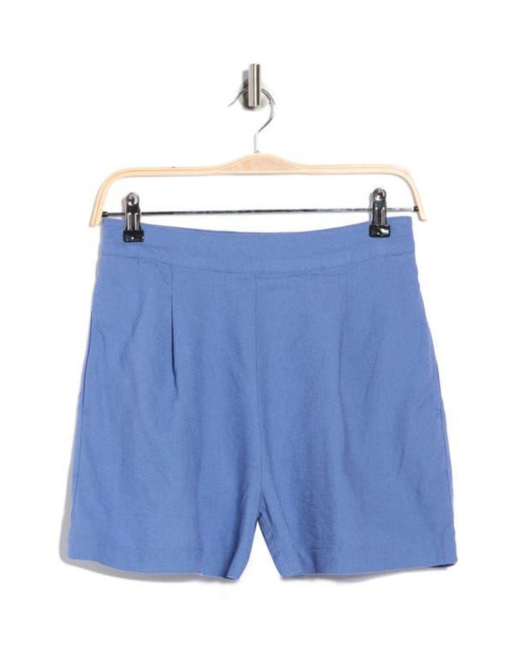 Madewell Blue Solid Linen Blend Shorts