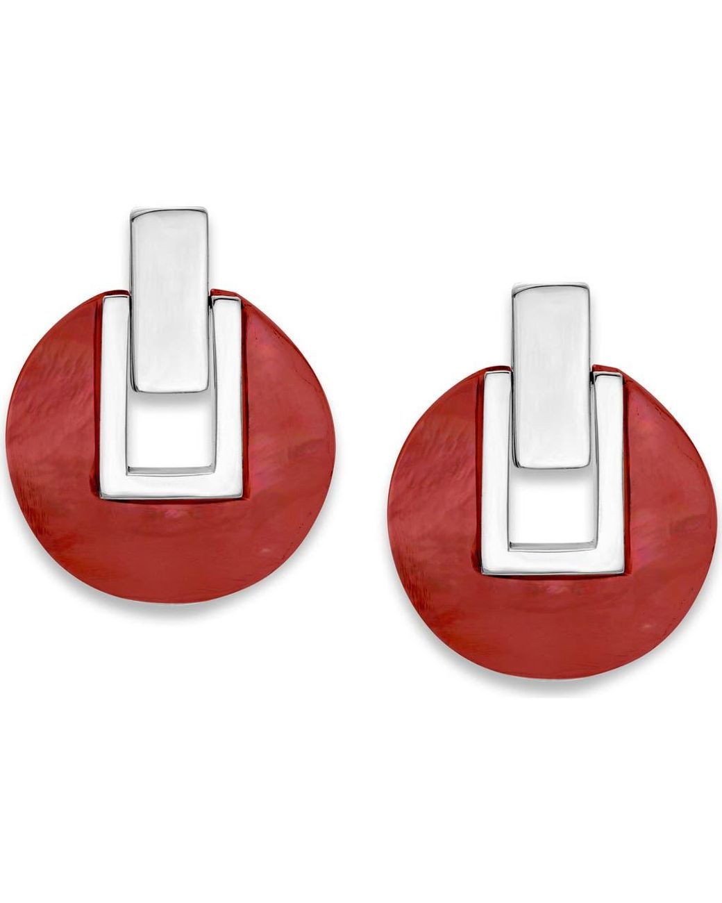 Samuel B. Red Round Hinge Earrings