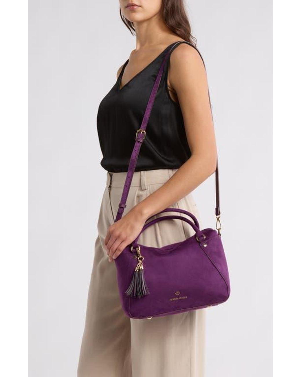 Nanette Lepore Faux Suede Satchel Handbag in Purple Lyst