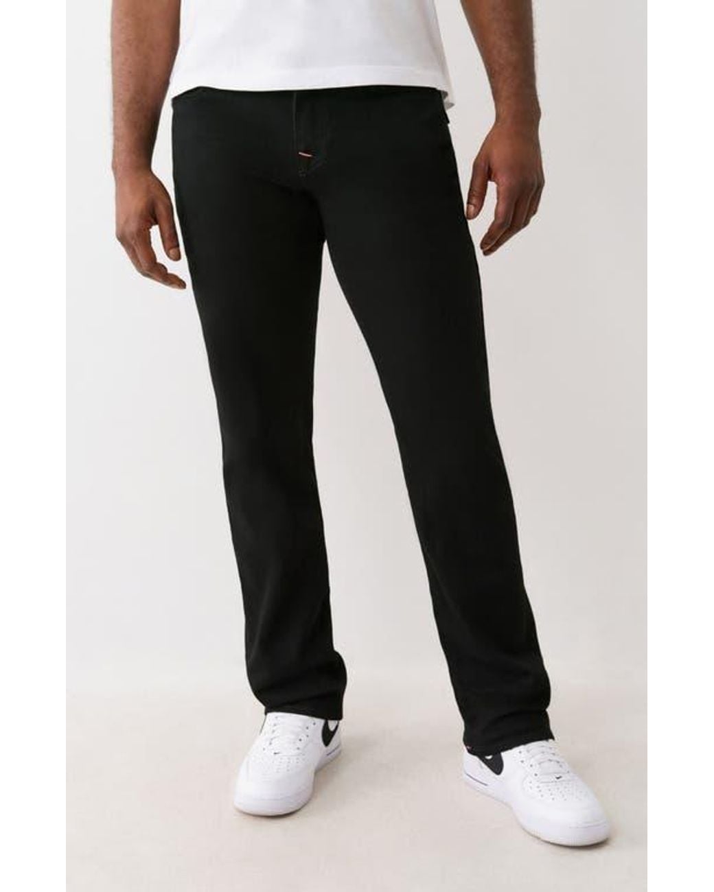 True Religion Black Ricky Flap Pocket Straight Leg Jeans for men