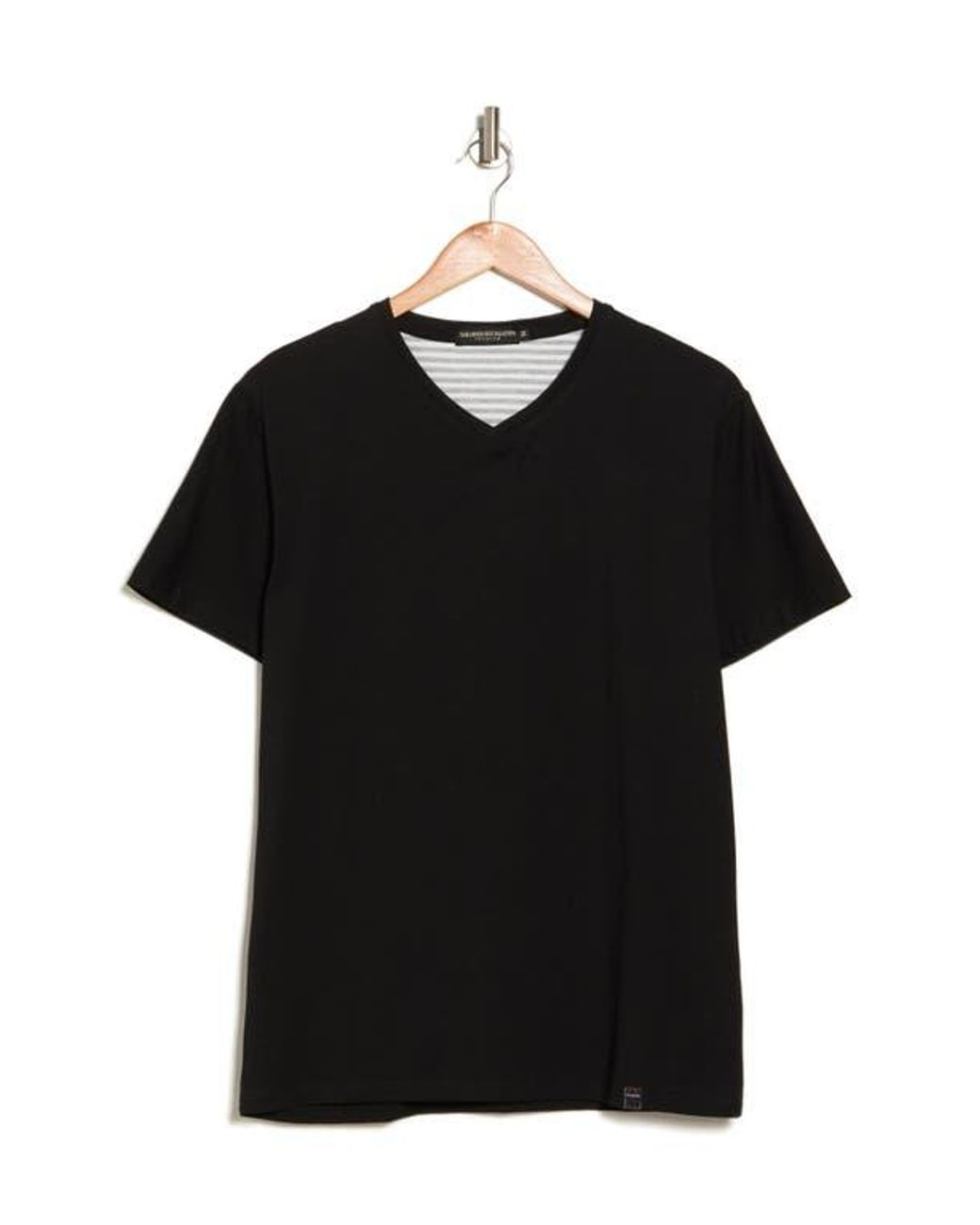 T.R. Premium Black Solid V-Neck T-Shirt for men