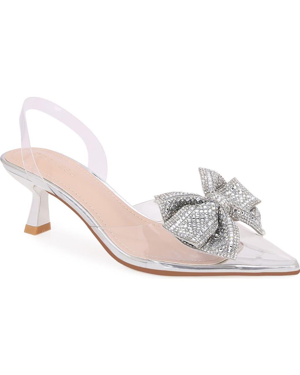 BERNESS White Ninetta Clear Kitten Heel Pump