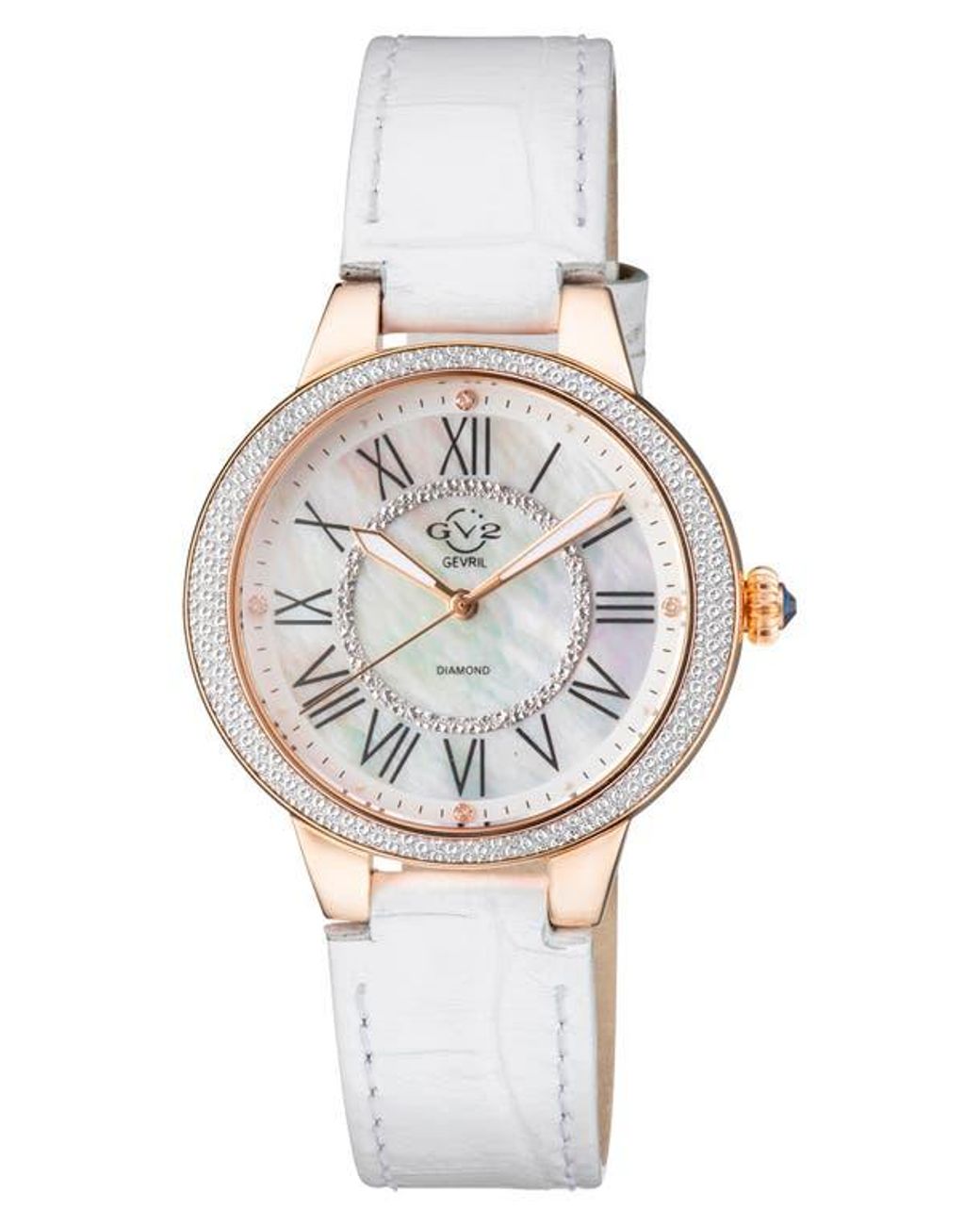 Gv2 Astor II Diamond Leather Strap Watch in Metallic Lyst