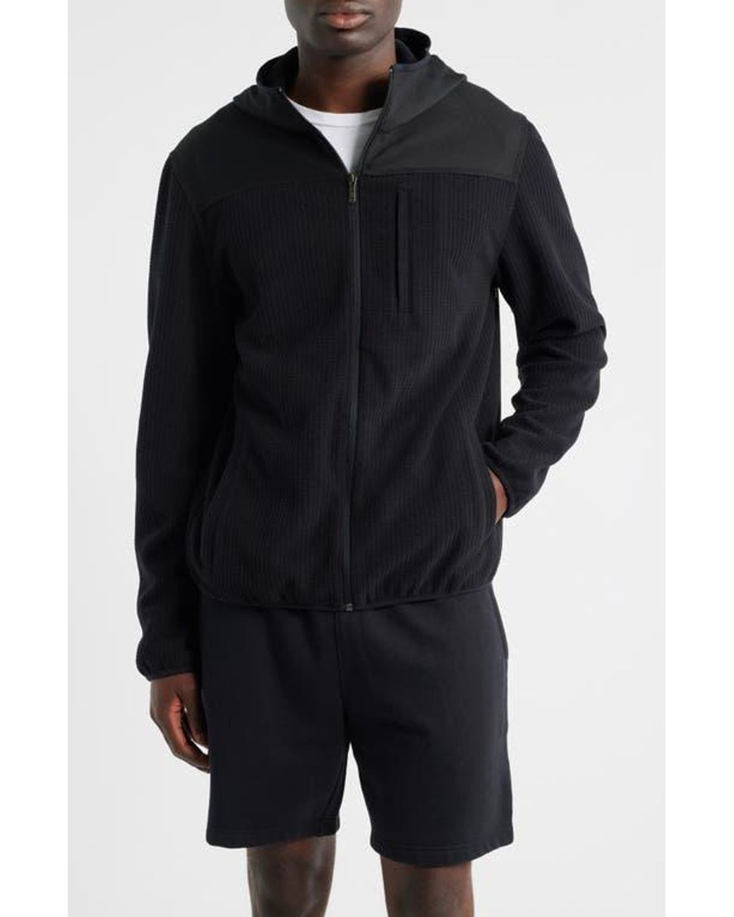 Zella Black Full Zip Grid Fleece Jacket for men