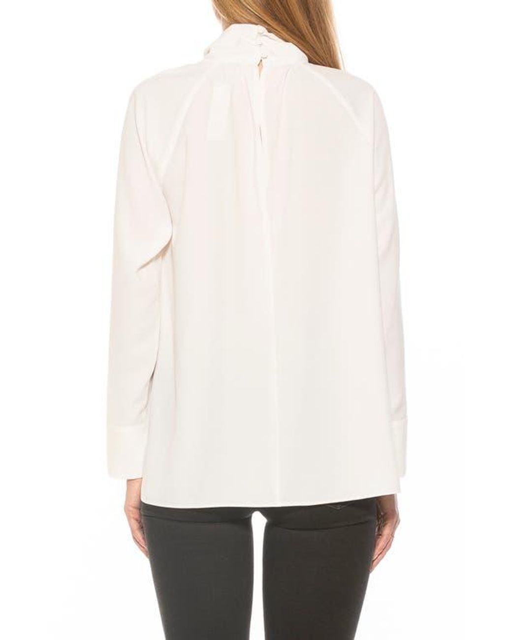 Alexia Admor White Danielle Draped Blouse