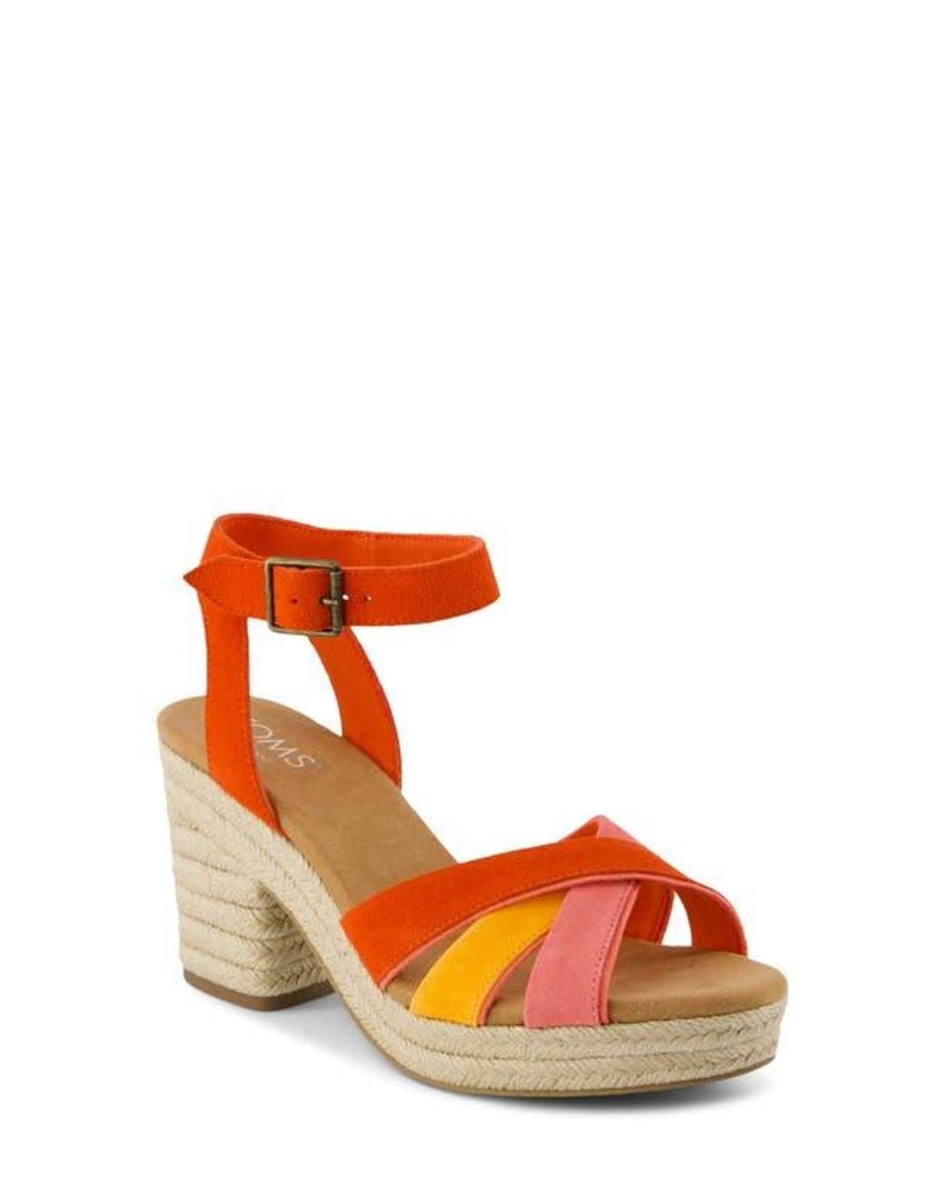 TOMS Orange Majorca Ankle Strap Platform Sandal