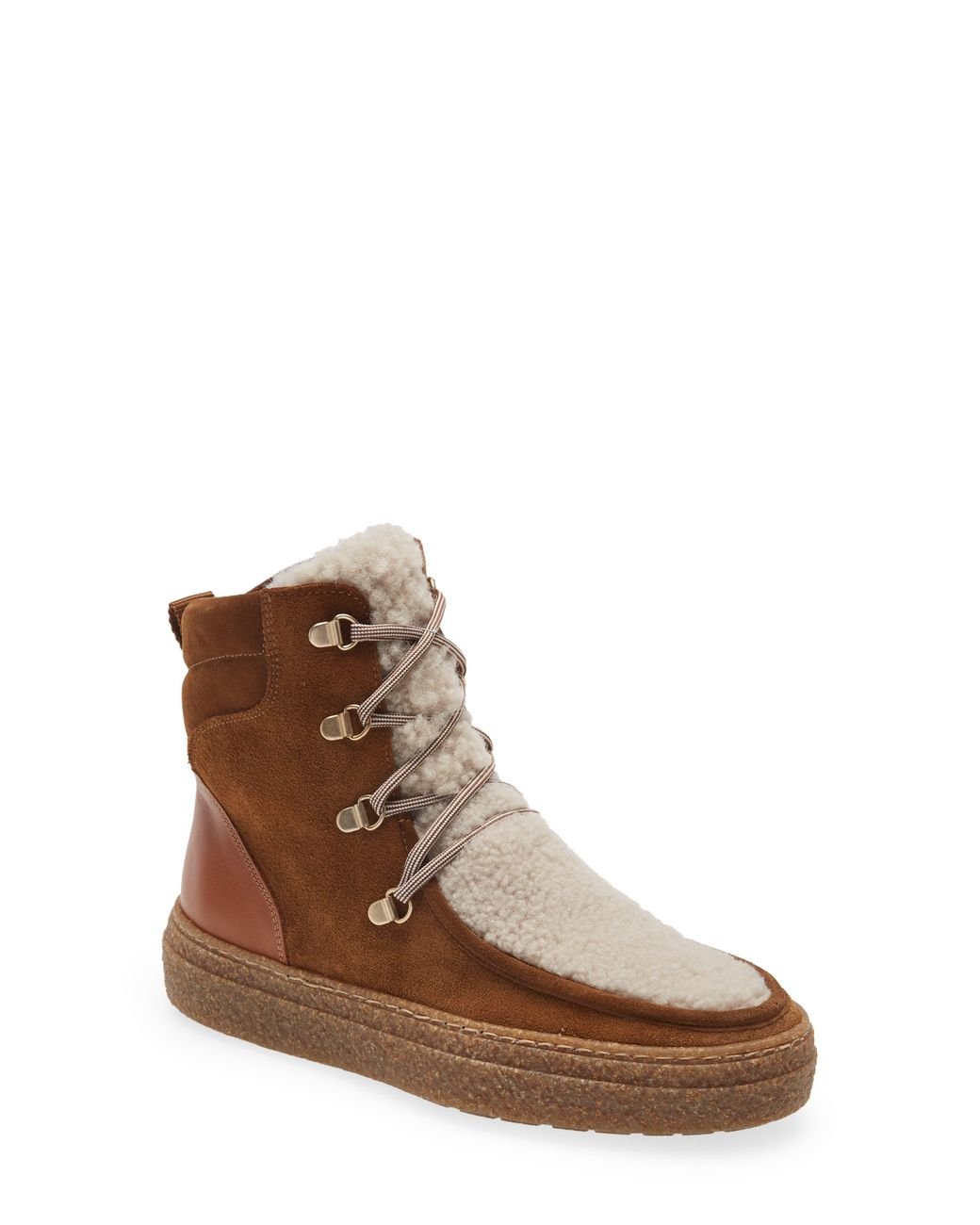 Aquatalia Taelyn Waterproof Genuine Shearling Boot In Walnut