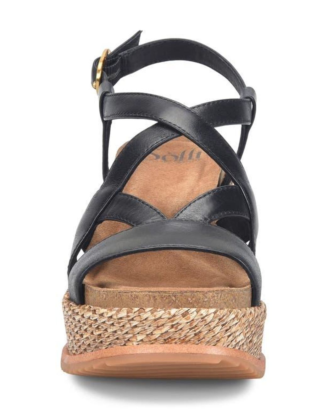 Söfft Black Devyn Slingback Espadrille Platform Wedge Sandal