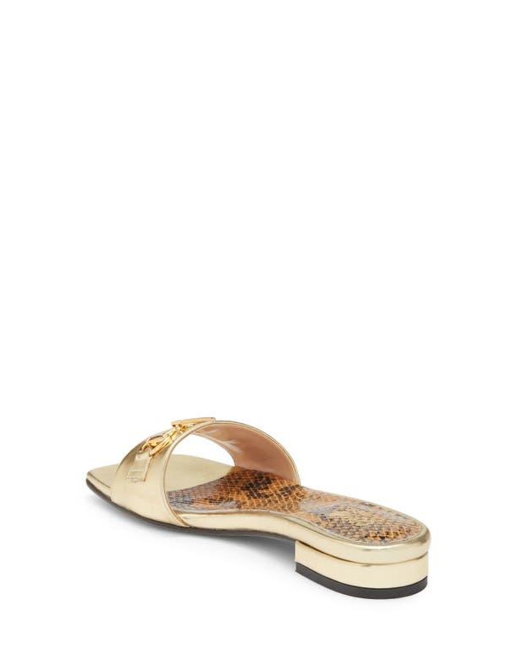 Roberto Cavalli Metallic Flat Slide Sandal
