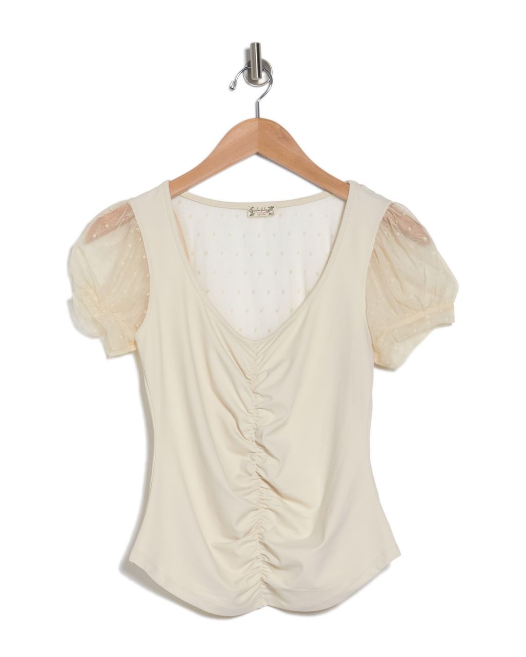 Free People Blush Up Ruched Blouse in Natural | Lyst