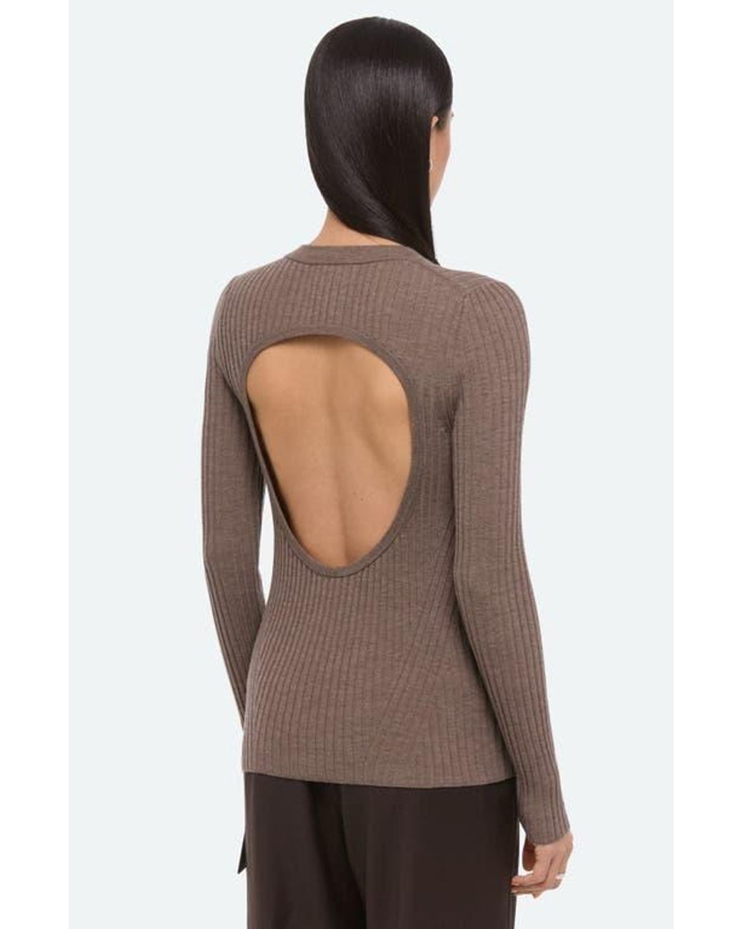 Helmut Lang Brown Cutout Back Rib Top