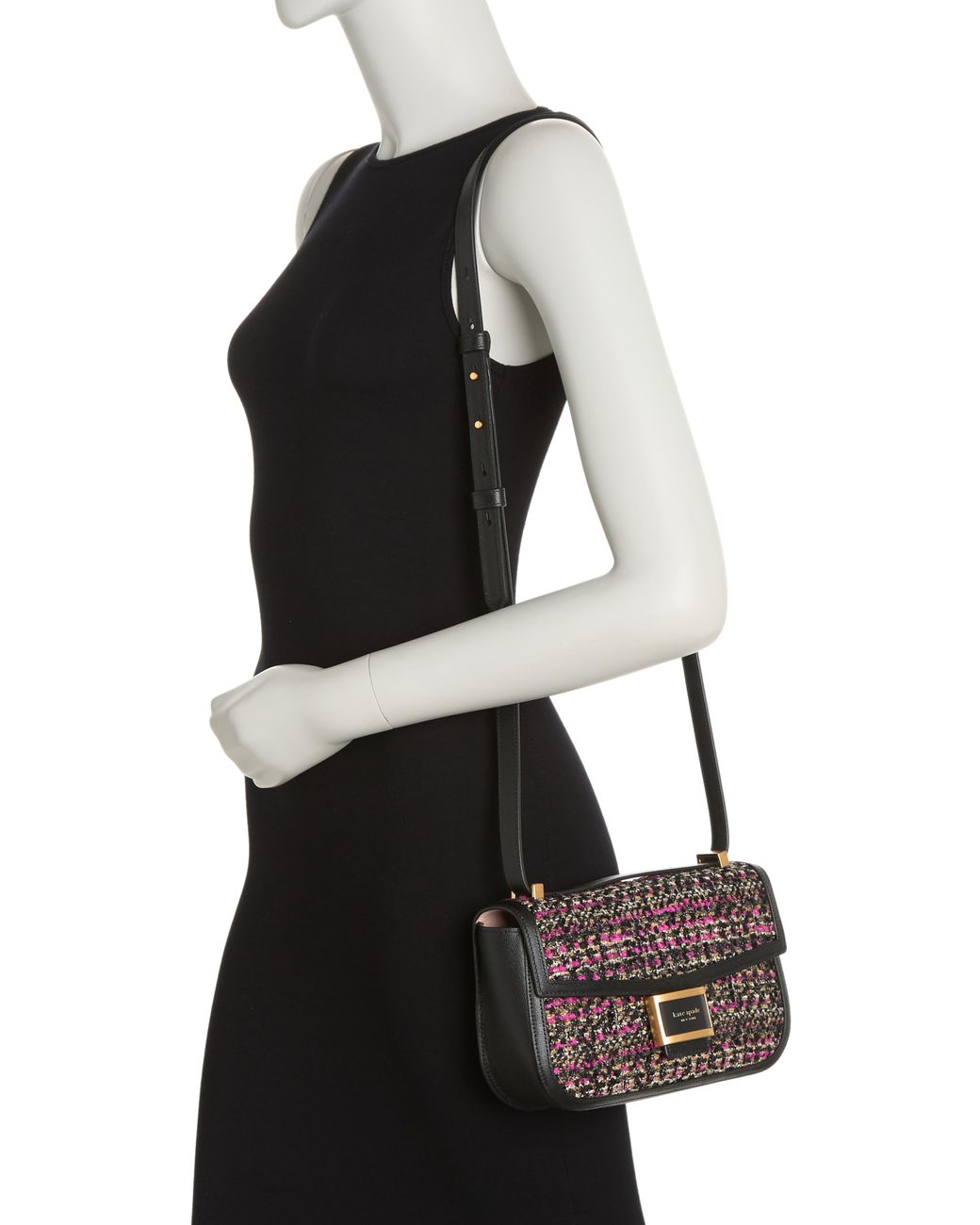 Kate Spade Katy Tweed Medium Convertible Shoulder Bag in Black | Lyst