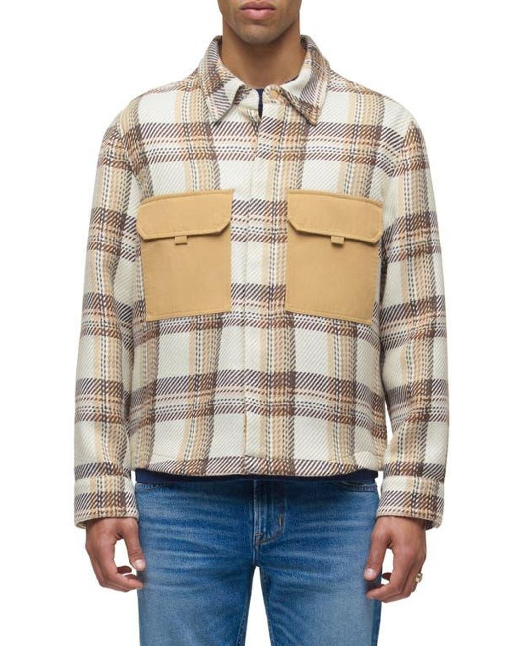 Hudson Blue Plaid Shirt Jacket for men