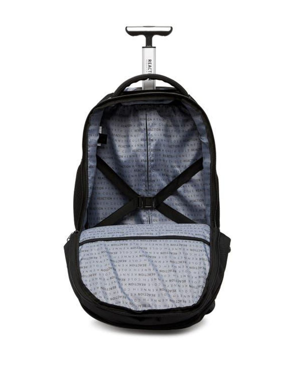 Kenneth Cole Black 1680D Poly 4 Wheel Roller Backpack for men