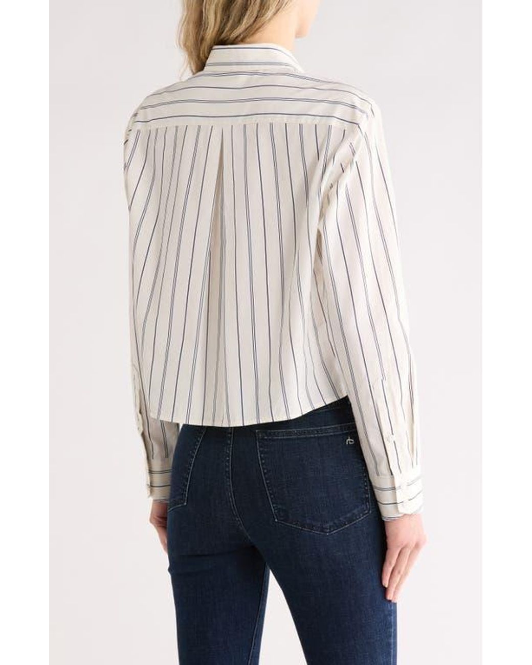 Rag & Bone White Mina Multistripe Button-Up Shirt