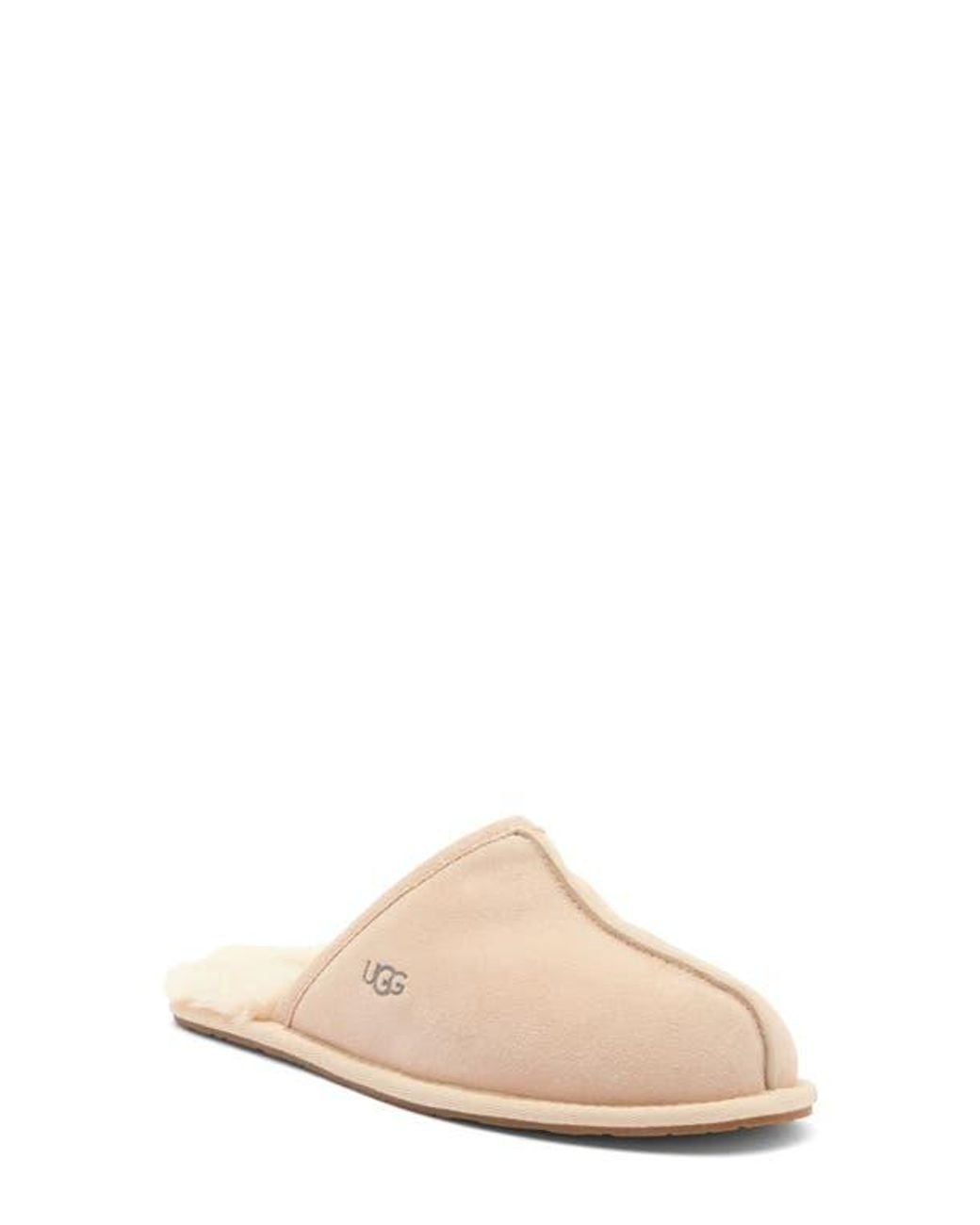 Ugg Natural Plush Wool-Blend Scuff Slippers