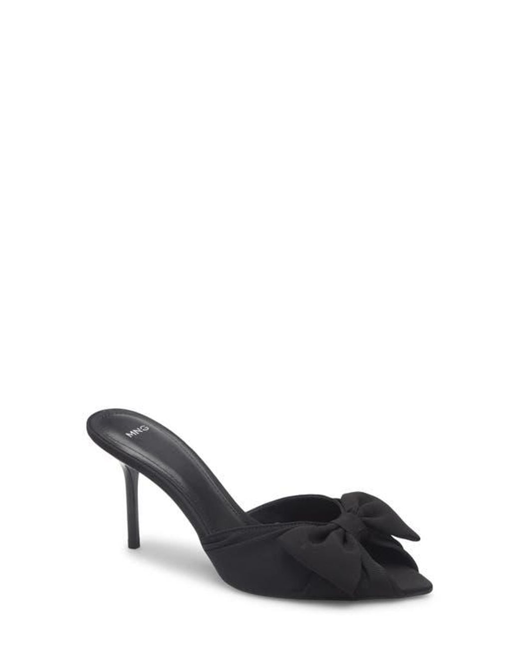 Mango Black Lasy Bow Slide Sandal
