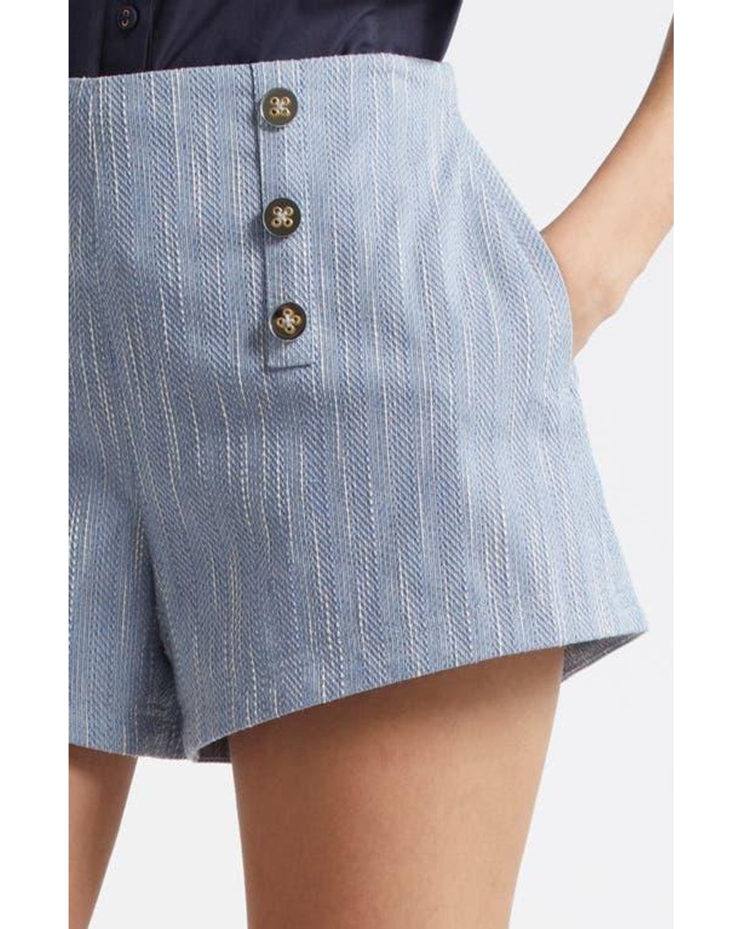 Ramy Brook Blue Samira Front Button Shorts