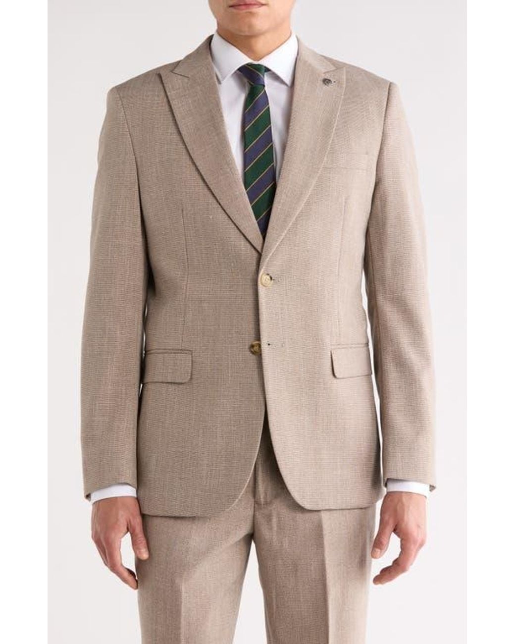 Tahari Brown Slim Fit Windowpane Blazer for men