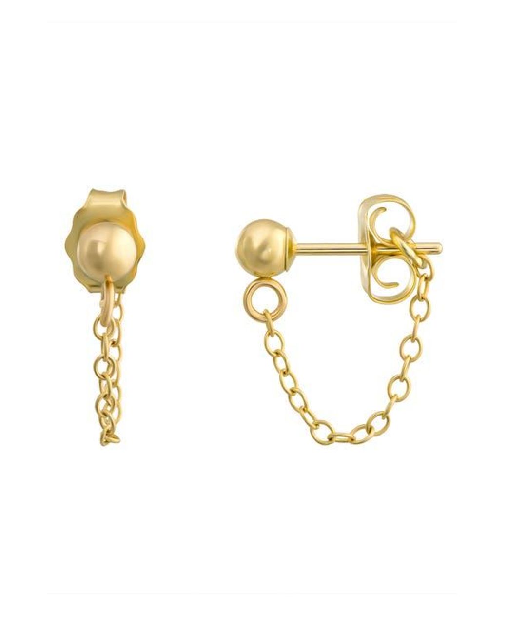 CANDELA JEWELRY 14K Draped Chain Stud Earrings in Metallic Lyst