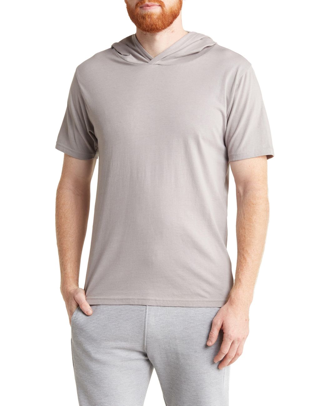 FLEECE FACTORY Hooded Short Sleeve T-shirt In Dove Grey At Nordstrom Rack  in Gray for Men | Lyst