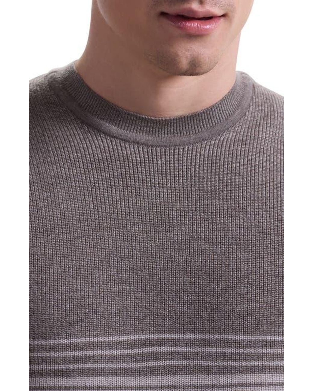 Bugatchi Purple Gradient Stripe Merino Wool Sweater for men