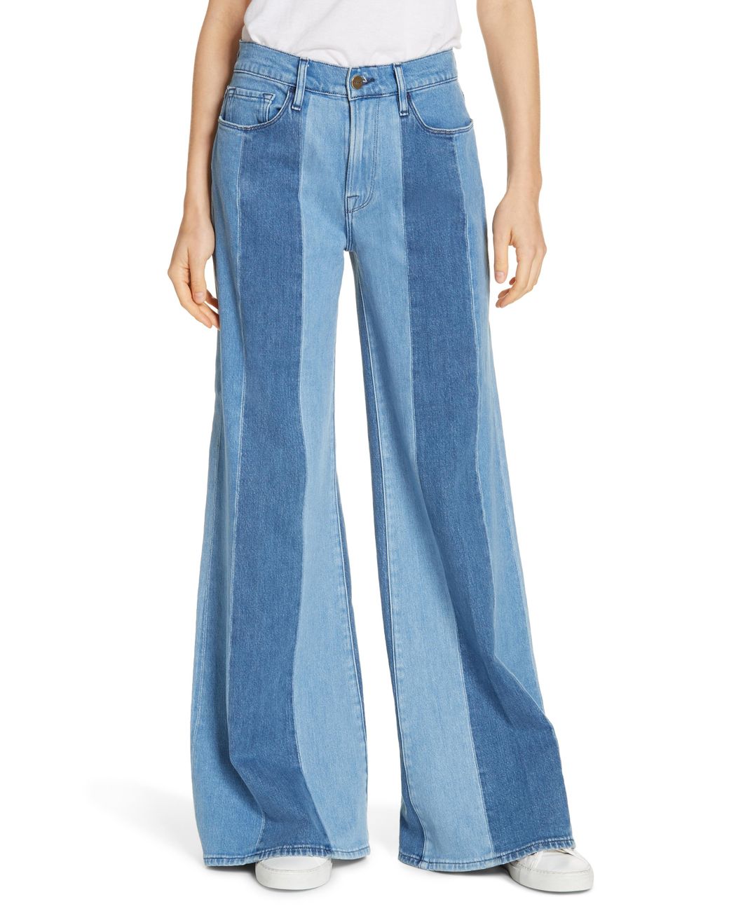 FRAME Denim Le Palazzo Paneled Wide Leg Jeans in Blue | Lyst