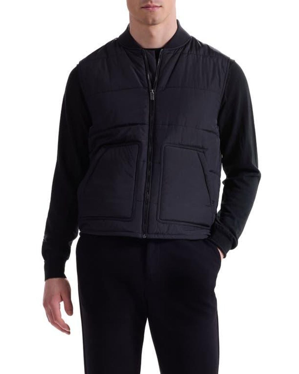 Bugatchi Black Tweed Jacket With Removable Quilted Vest for men