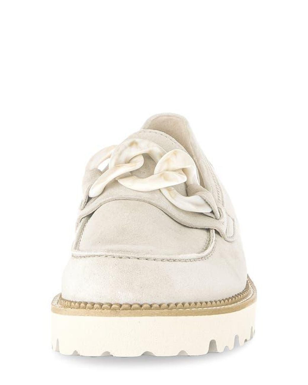 Gabor White Platform Chain Loafer