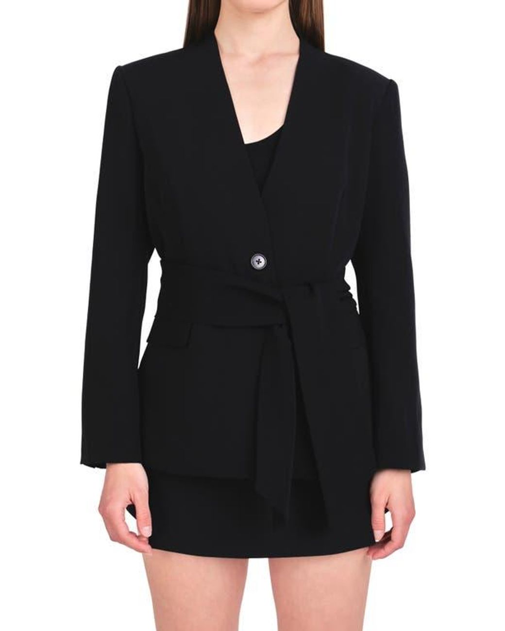 Endless Rose Black Fitted Sash Blazer