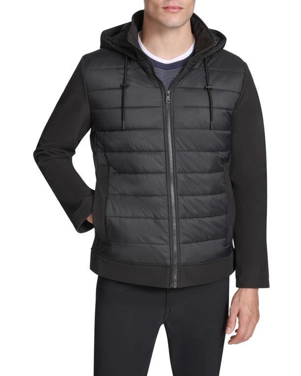 Kenneth Cole Black Quilted Zip-Up Jacket for men