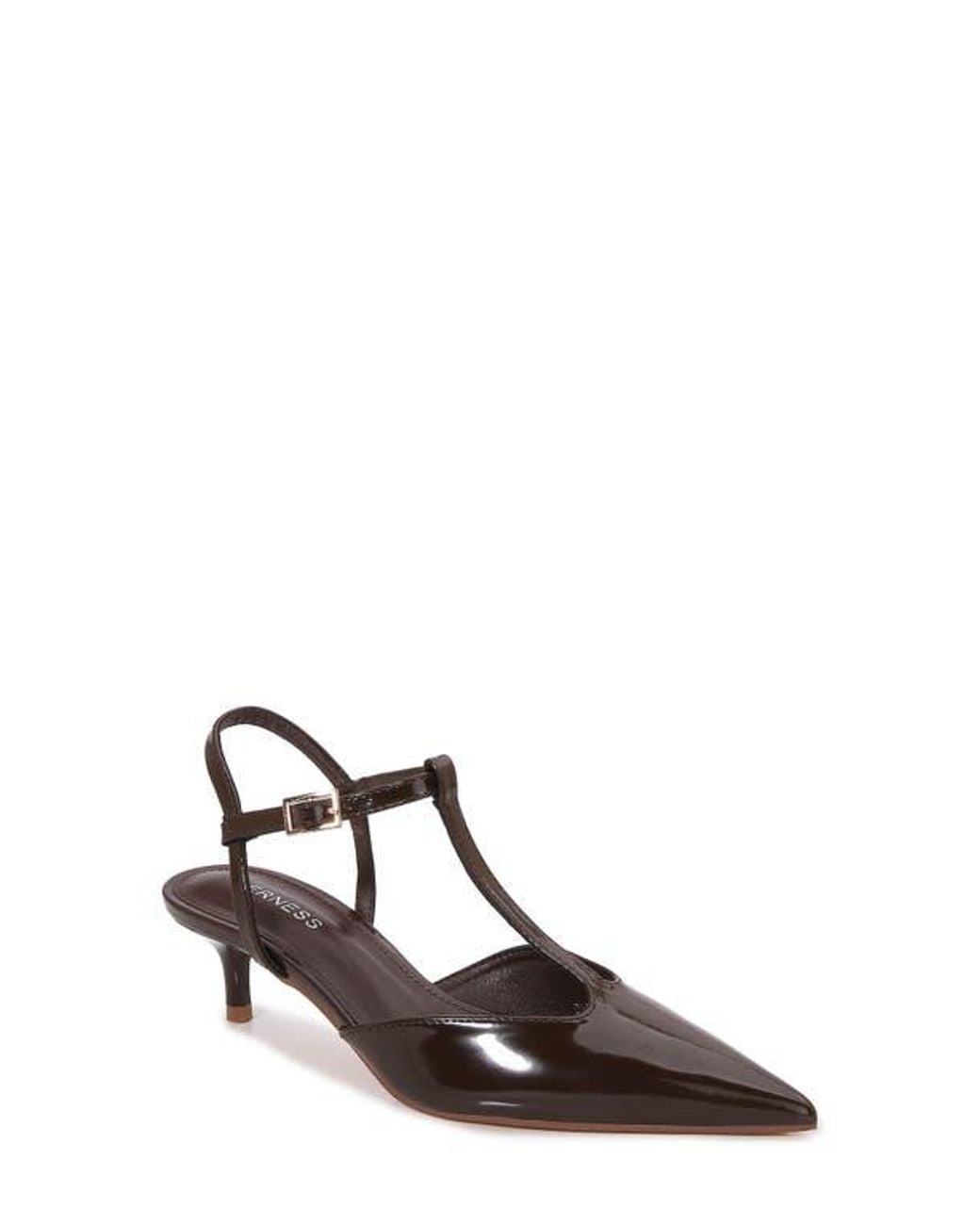 BERNESS White T-Strap Kitten Heel Pump
