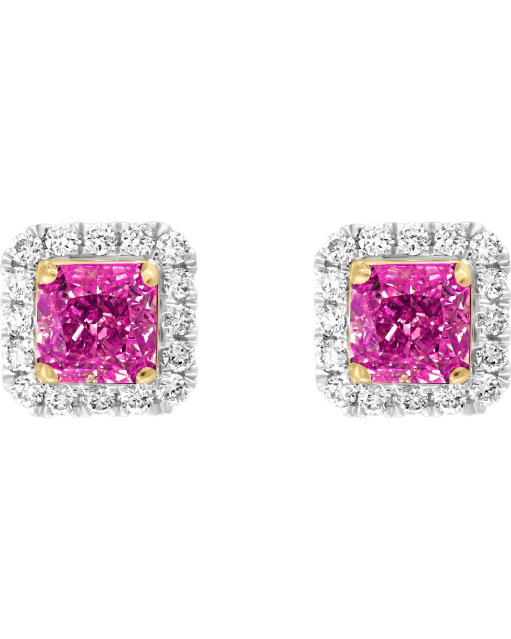Effy Pink Diamond Halo Ruby Stud Earrings