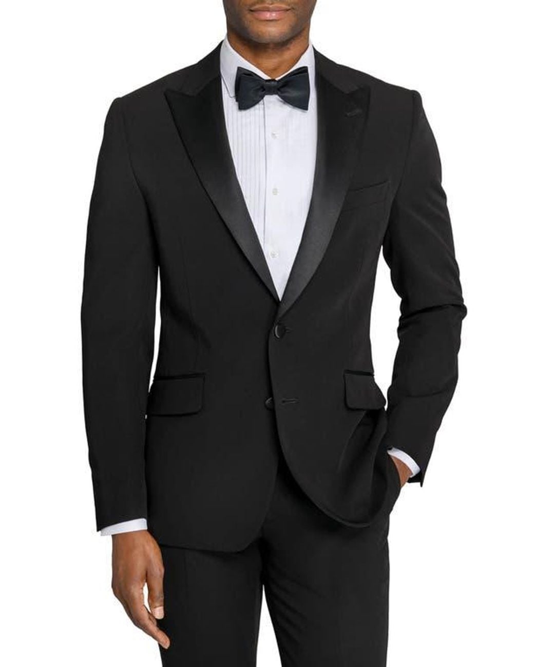 Con.struct Black Peak Lapel Tuxedo Jacket for men