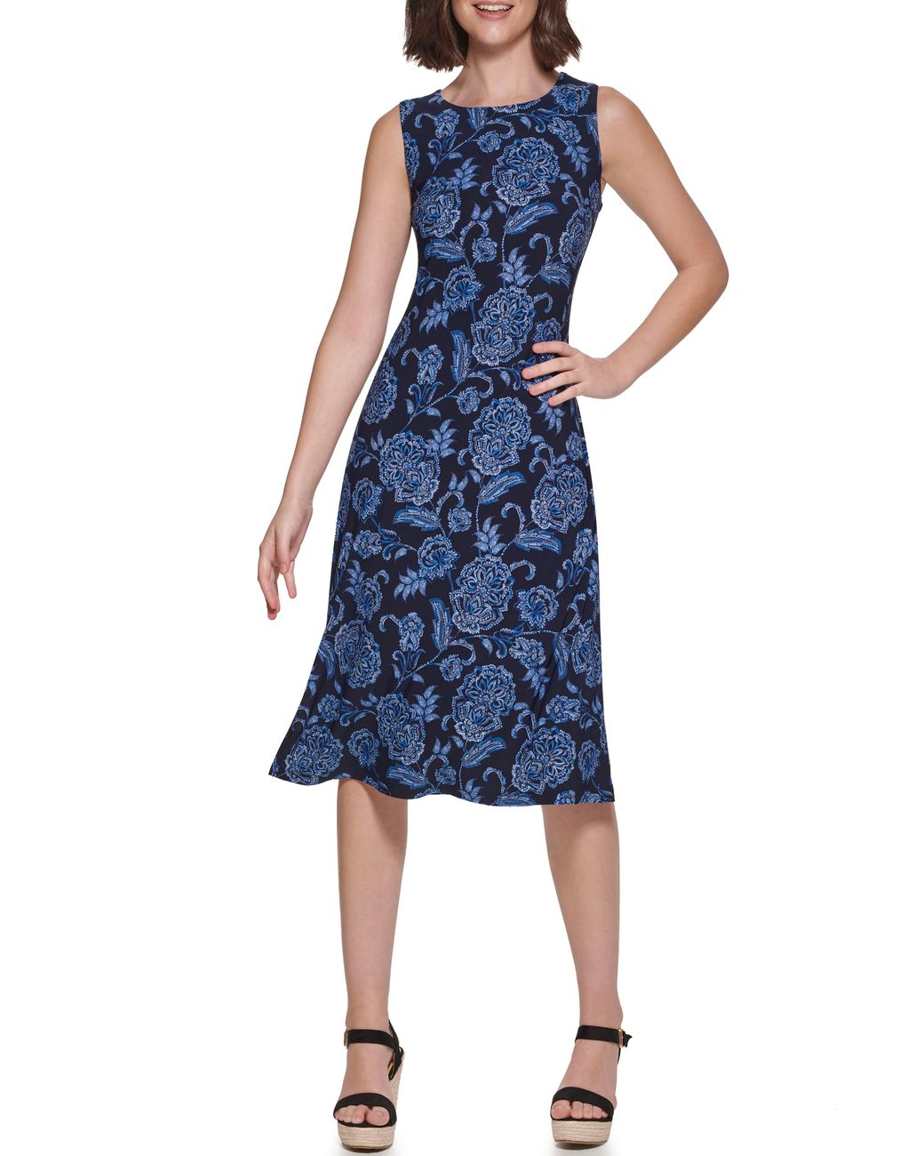 Tommy Hilfiger Zeghora Floral Sleeveless Dress in Blue | Lyst