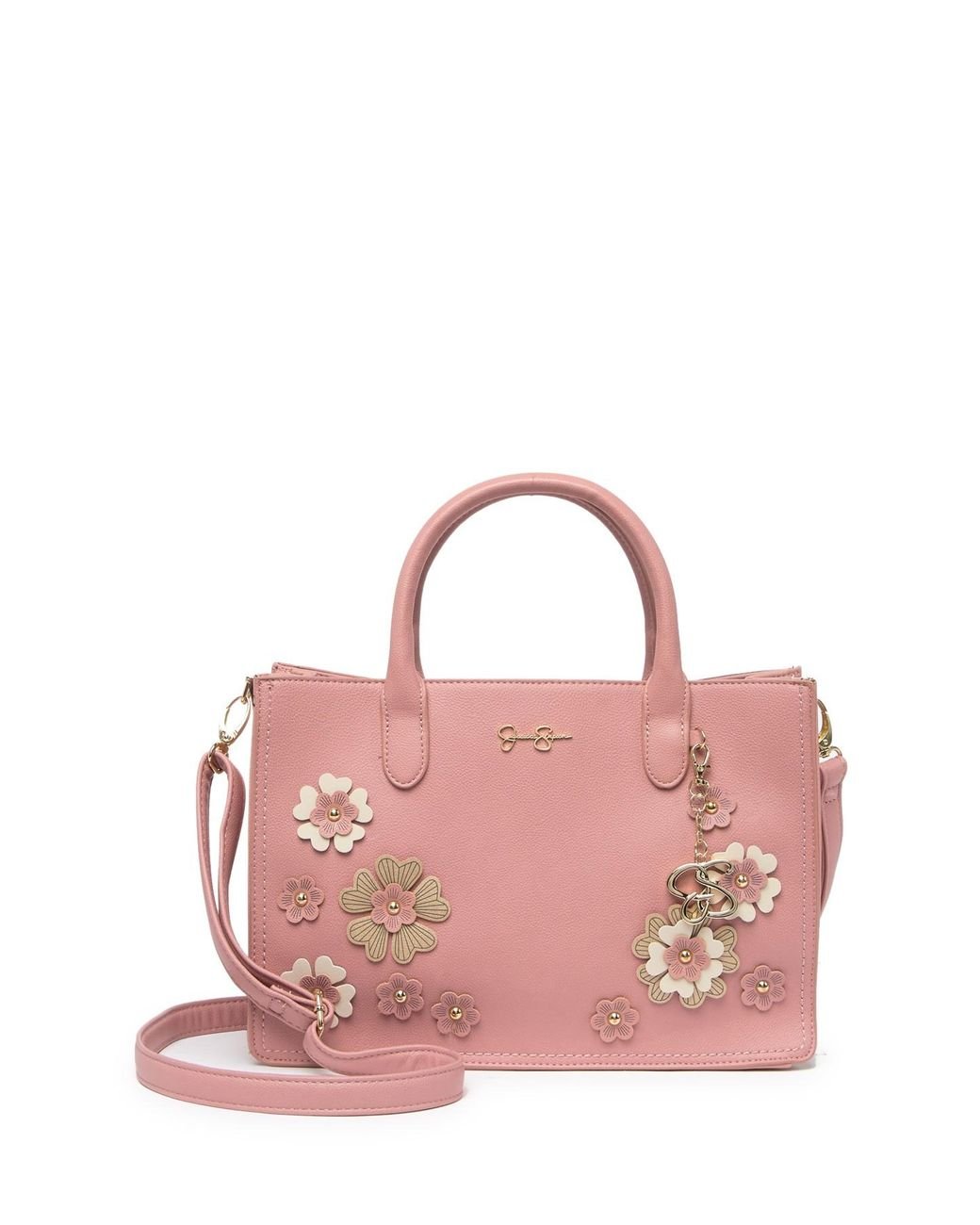 Jessica Simpson Rosalie Floral Applique Satchel Bag in Pink