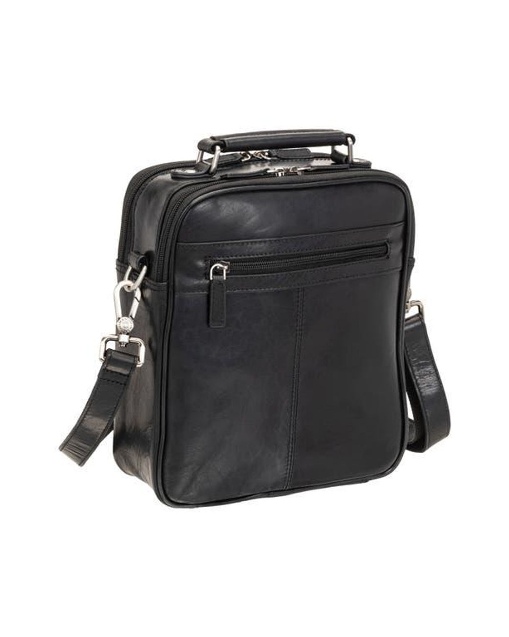 Mancini Black Buffalo Double Compartment Bag for men