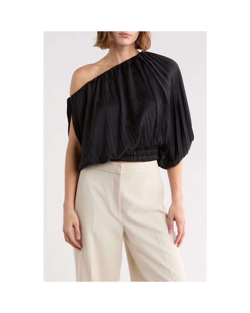 A.L.C. Black Mara One-Shoulder Top