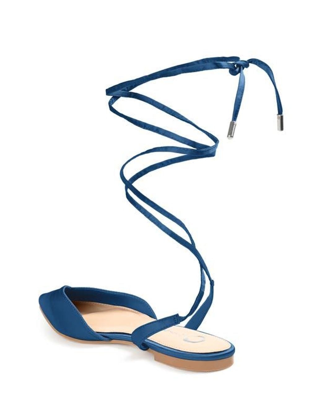 Journee Collection Blue Lace-Up Pointed-Toe Flat