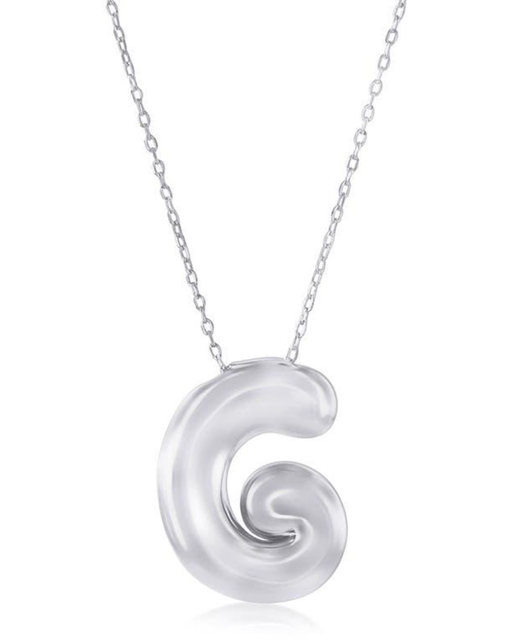 Simona White Bubble Initial Pendant Necklace