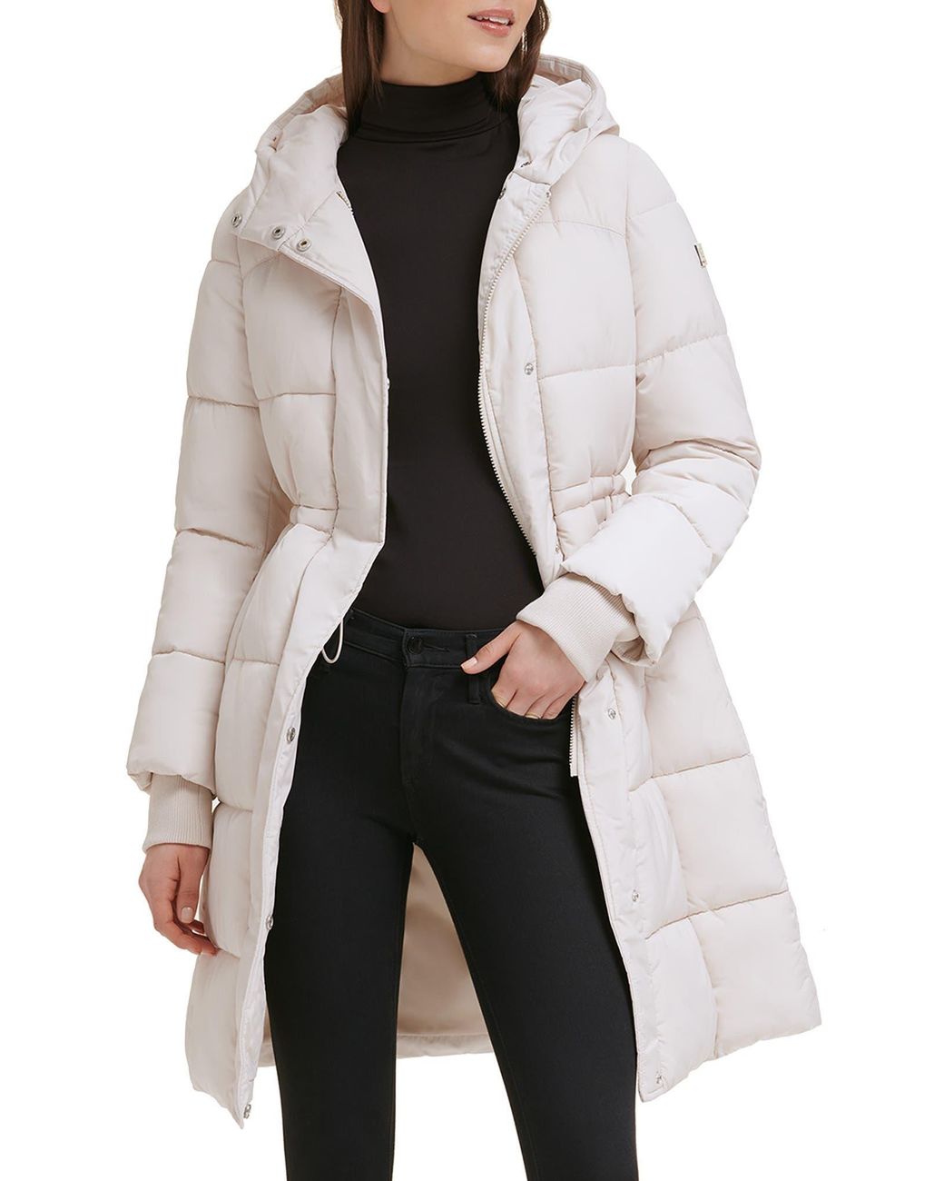 Kenneth Cole Memory 3/4 Length Puffer Jacket In Birch At Nordstrom Rack in  Natural | Lyst