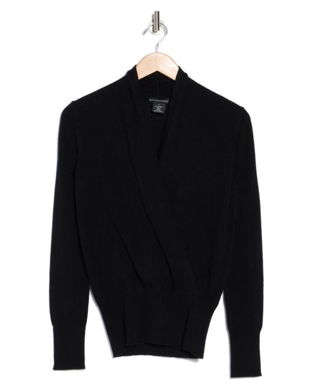 Sofiacashmere Cashmere Faux Wrap Sweater in Black Lyst