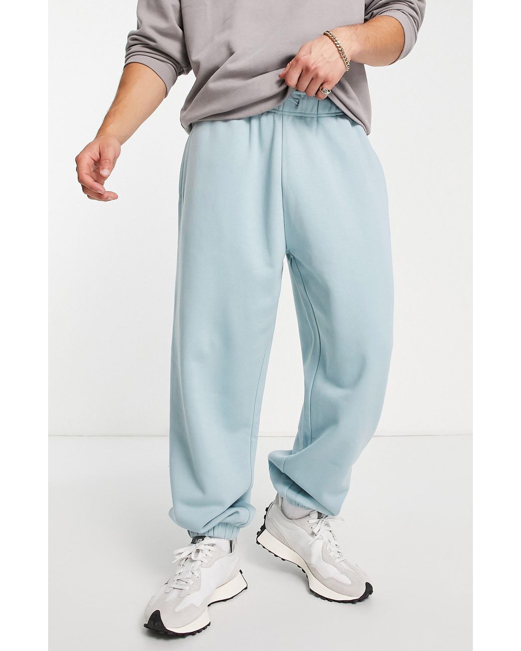 TOPSHOP Extreme Oversize Cotton Blend Joggers in Blue for Men | Lyst