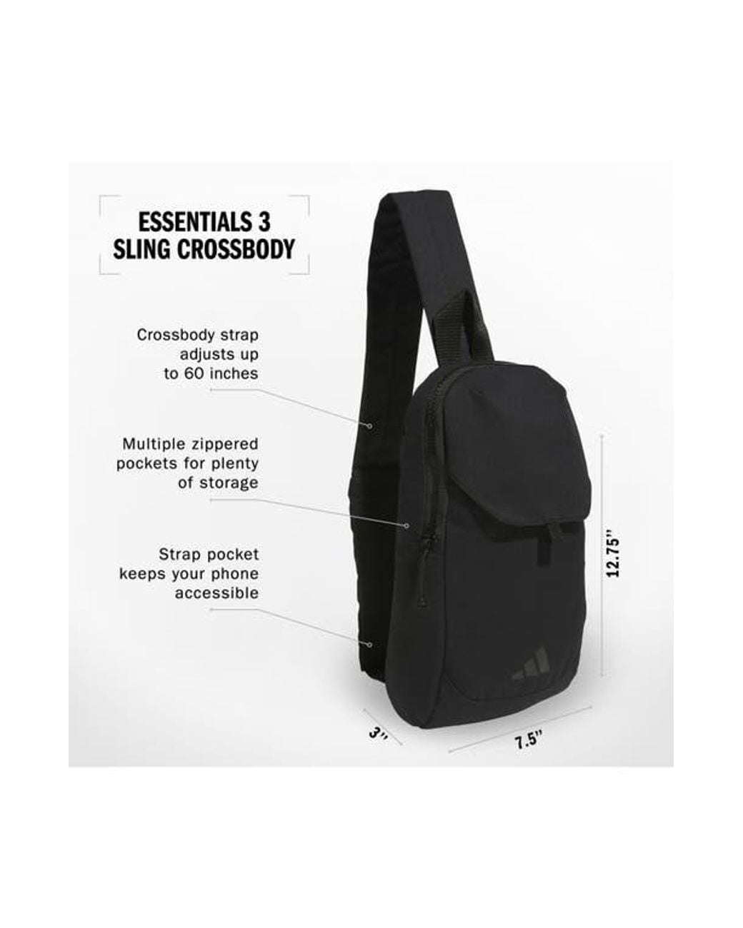 Adidas Black Essentials 3 Sling Bag