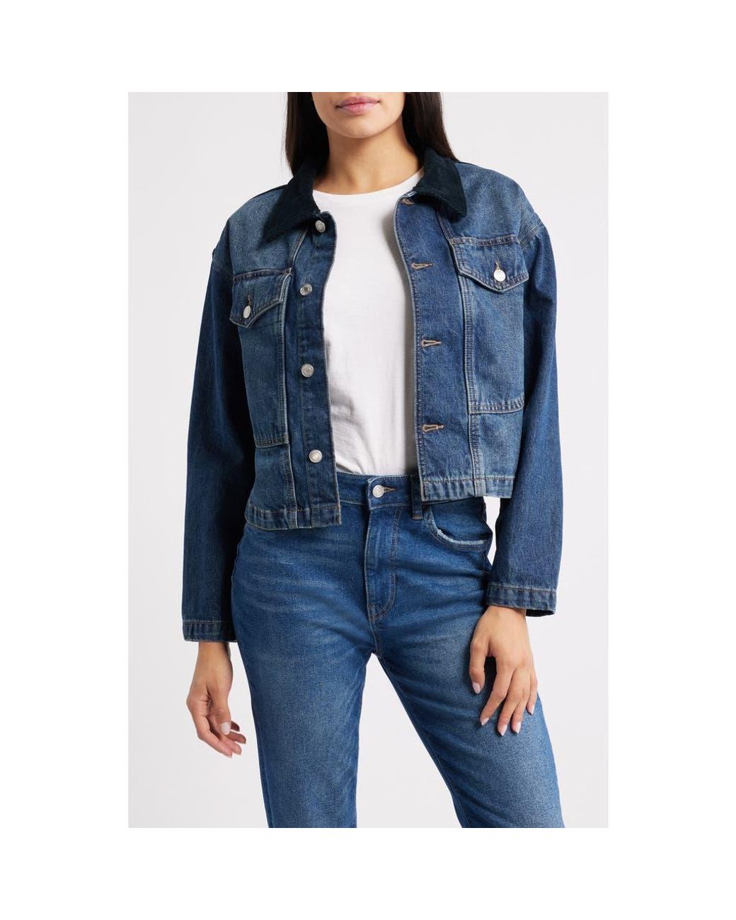 WARP+WEFT Blue Avl Crop Denim Jacket