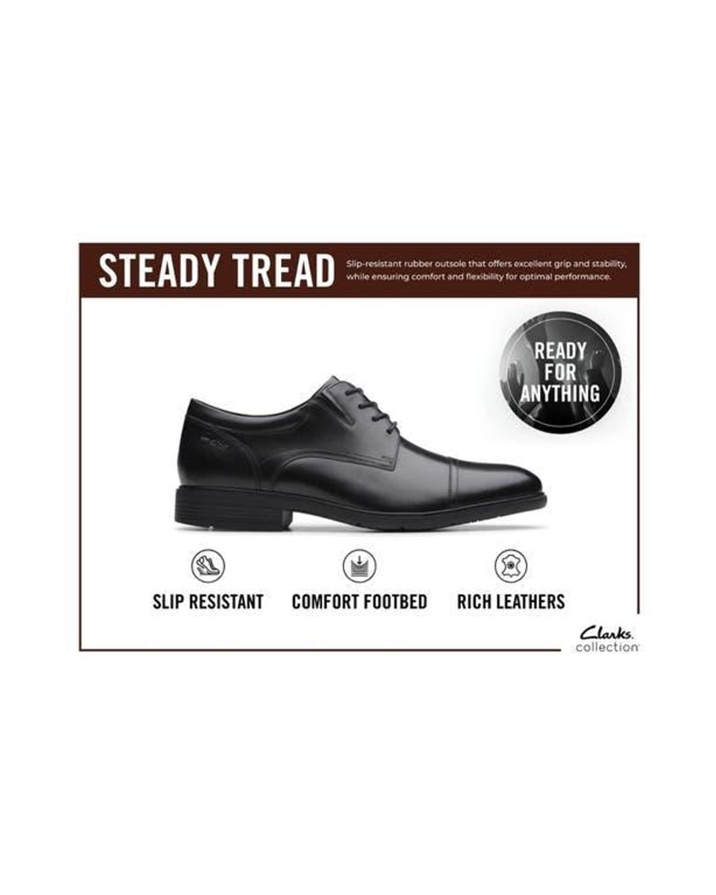 Clarks Brown Steadwell Cap Oxford for men