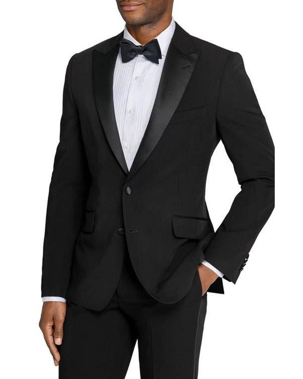 Con.struct Black Peak Lapel Tuxedo Jacket for men
